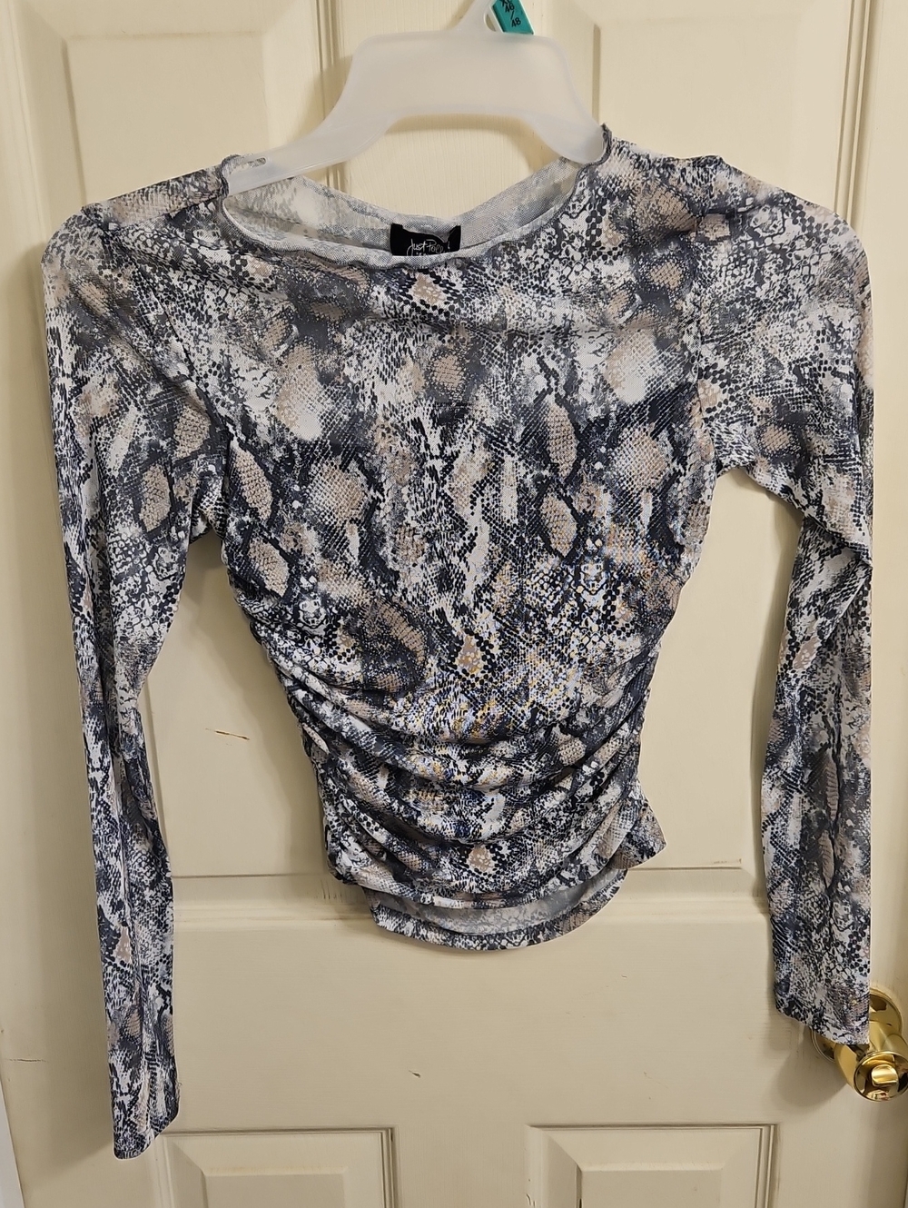 Snake Print Long-Sleeve Ruched Women’s Top
